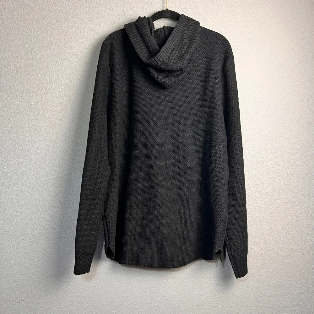 Commerce Mens XXL Black Hooded Knit Sweater Cotton Blend Pullover‎ Athleisure